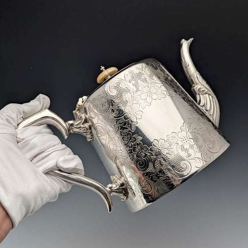 1900 British antique silver plate teapot John Henry Potter